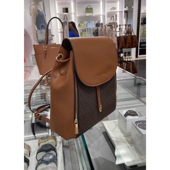 Michael Kors backpack phoebe medium flap drawstring MK signature Brown - Picture 7 of 10